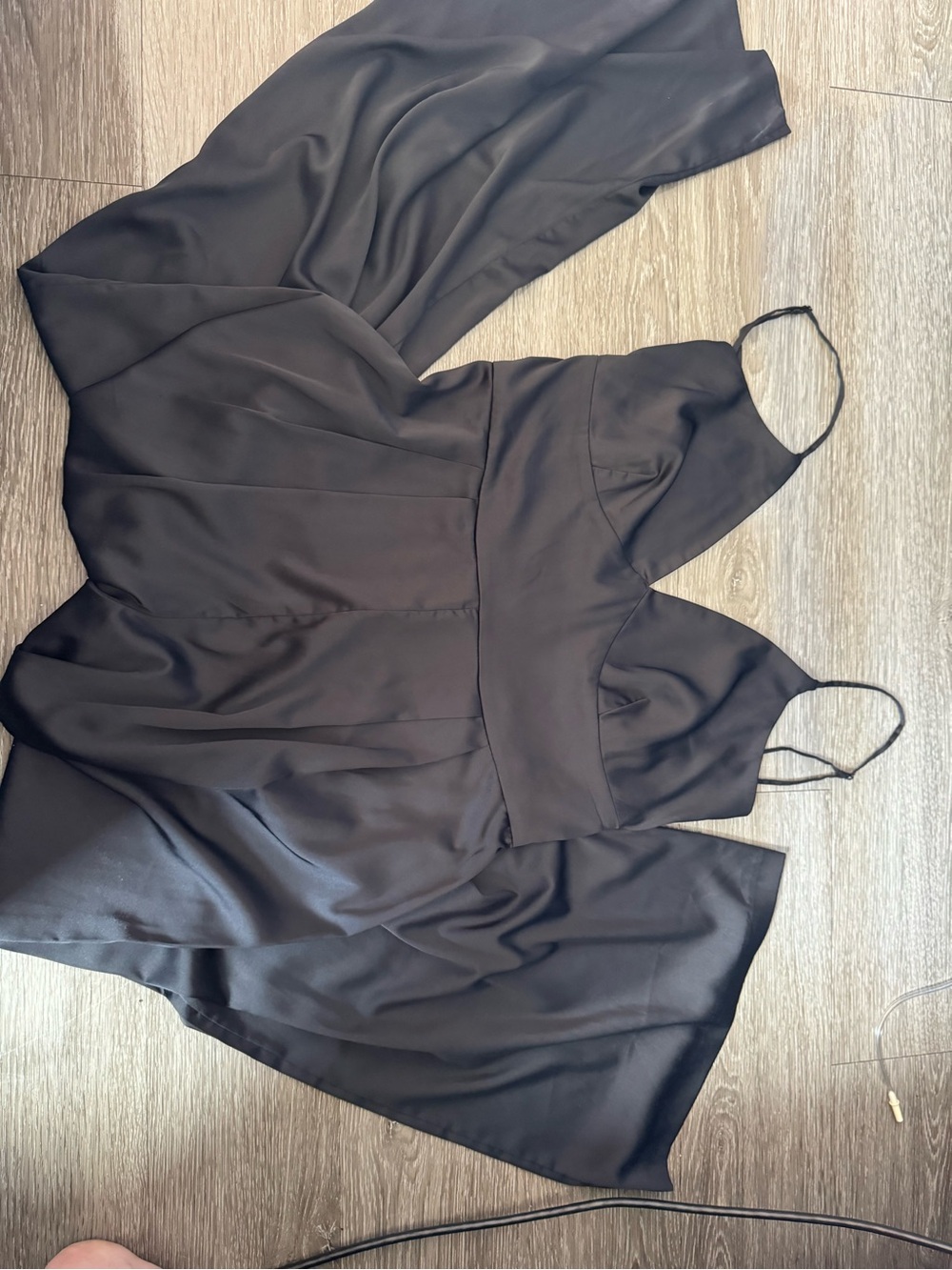 Abercrombie & Fitch Black Satin Spaghetti-Strap Jumpsuit